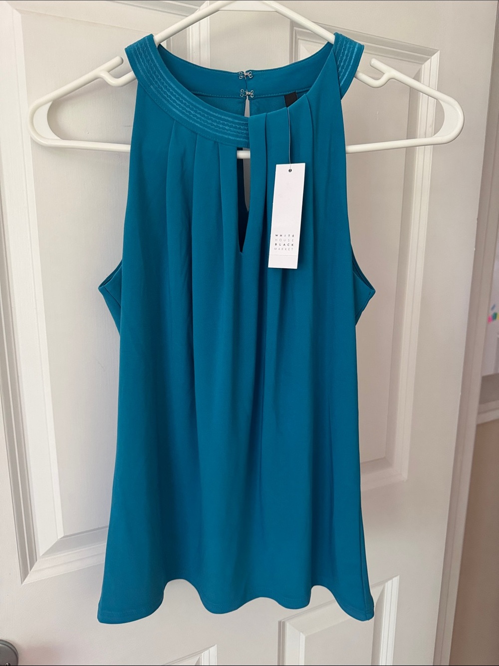White House Black Market Teal Pleated Halter Camisole